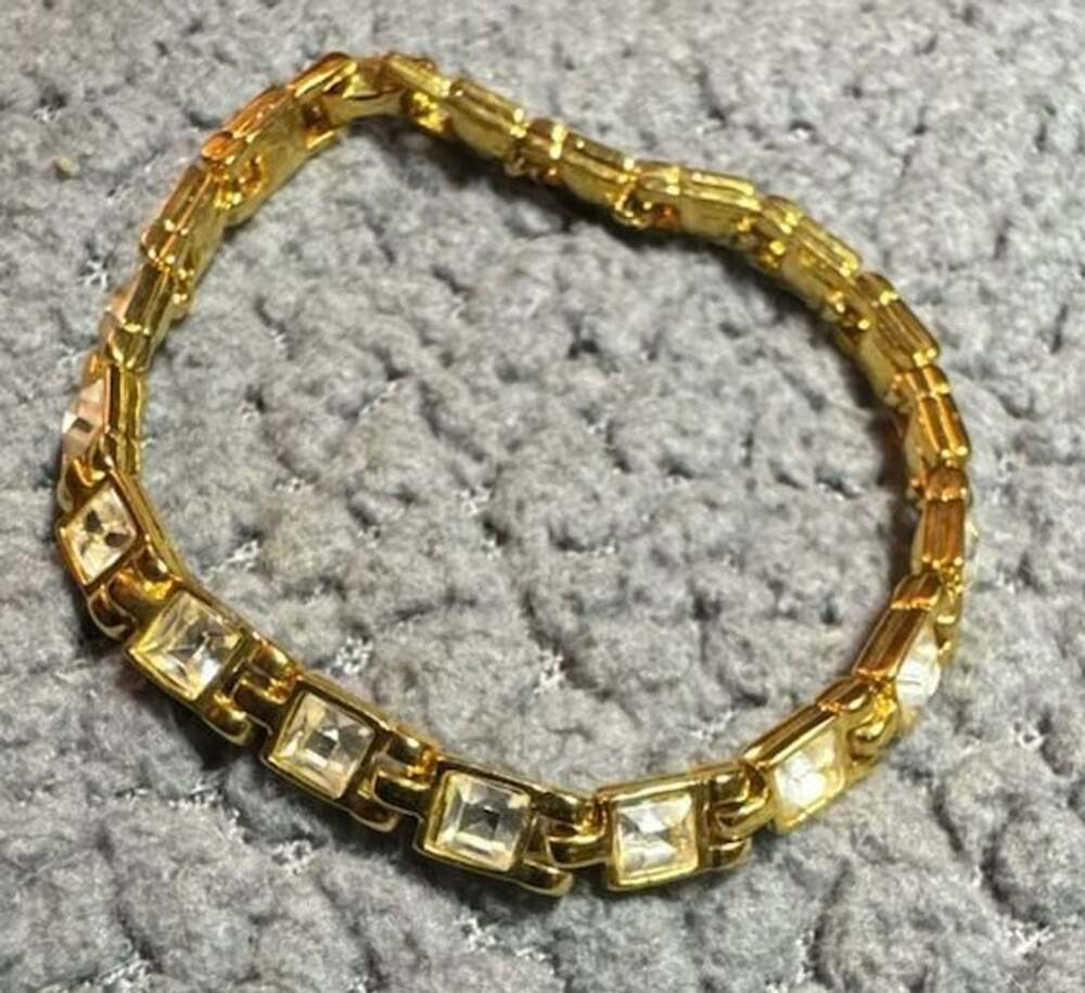 Vintage Gold Tone Cubic Zirconia Tennis Bracelet 7.5 Inch